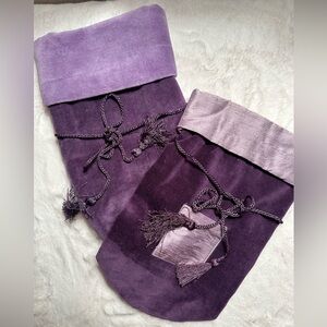 Pottery Barn purple velvet wine bags!